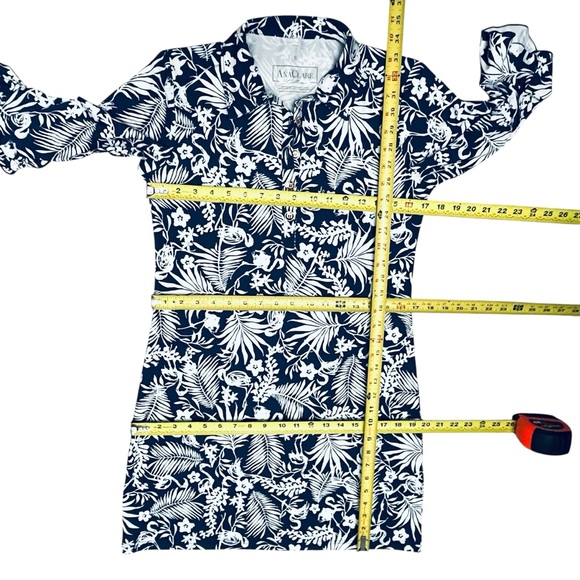 Ana Clare Dress UPF 50+ Tropical Floral Print Gold/Button 3/4 Ruffle Sleeve Sz S - Picture 11 of 14